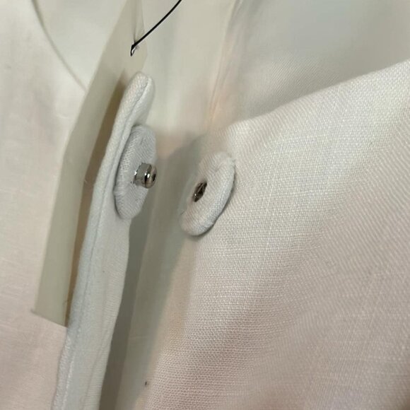 Talbot's Woman 20W White 100% Linen Peplum Blazer Jacket White Party NWT - Picture 4 of 10